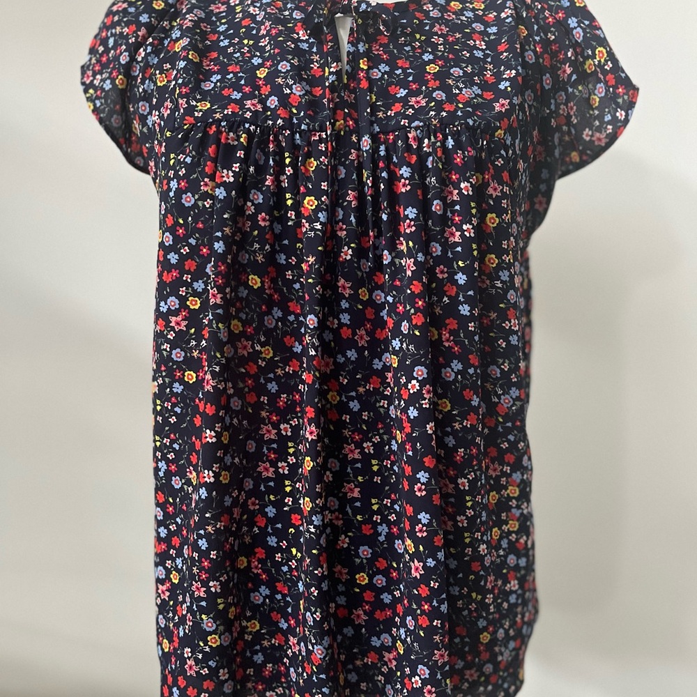 GAP Navy Floral Print Blouse